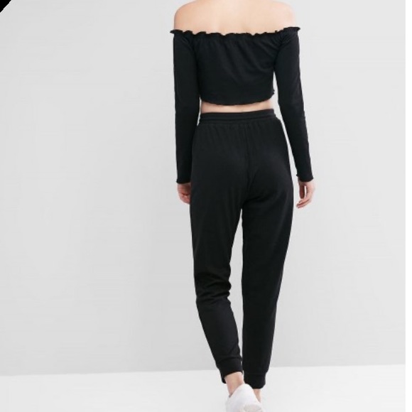 off the shoulder long sleeve, drawstring joggers - Picture 2 of 2